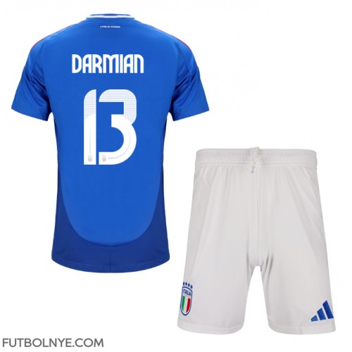 Camiseta Italia Matteo Darmian #13 Primera Equipación para niños Eurocopa 2024 manga corta (+ pantalones cortos)